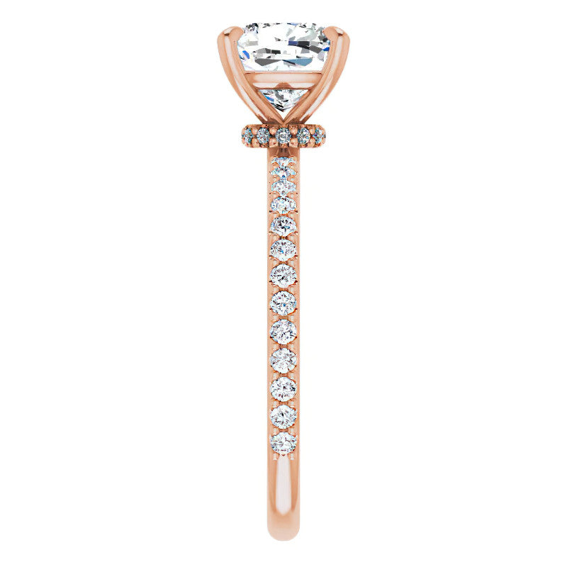 Cushion Moissanite Shared Prong Engagement Ring