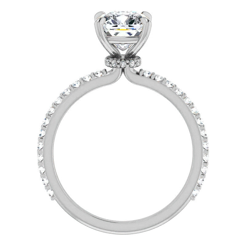Cushion Moissanite Shared Prong Engagement Ring