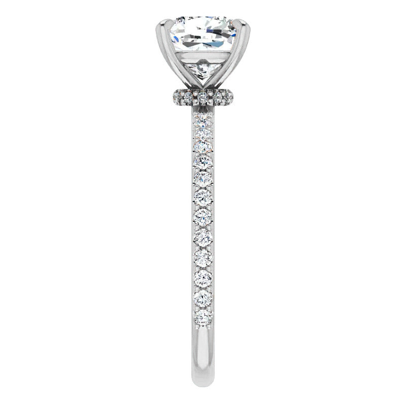 Cushion Moissanite Shared Prong Engagement Ring