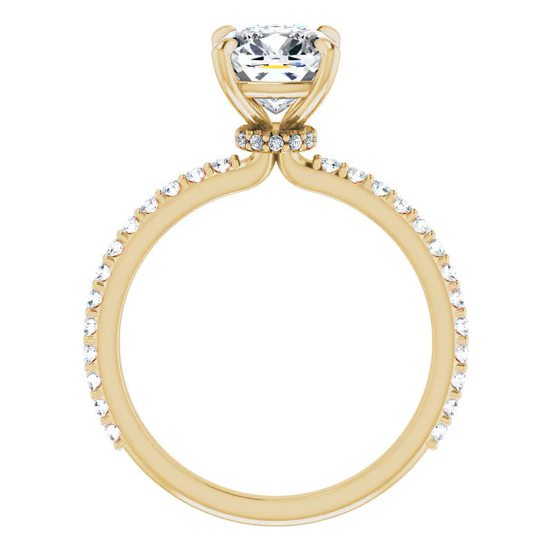 Cushion Moissanite Shared Prong Engagement Ring