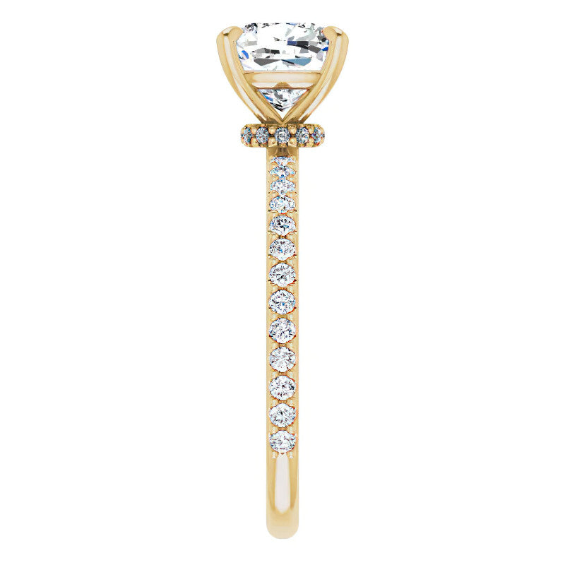 Cushion Moissanite Shared Prong Engagement Ring