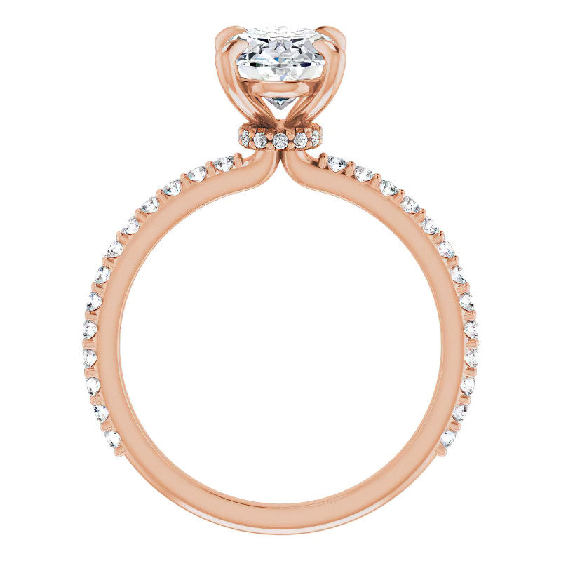 Oval Moissanite Shared Prong Engagement Ring