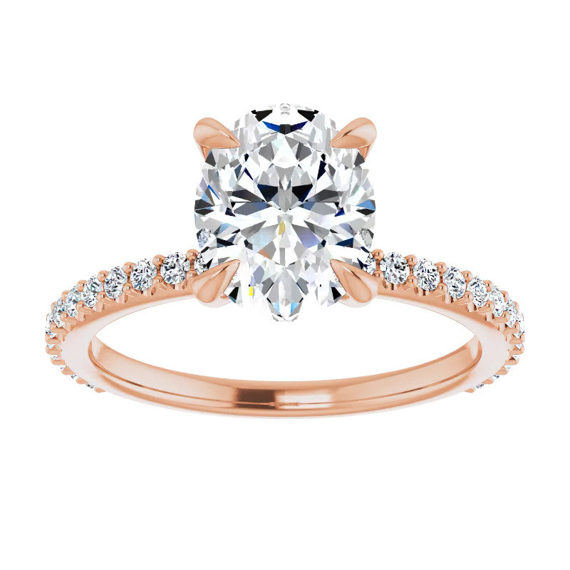 Oval Moissanite Shared Prong Engagement Ring