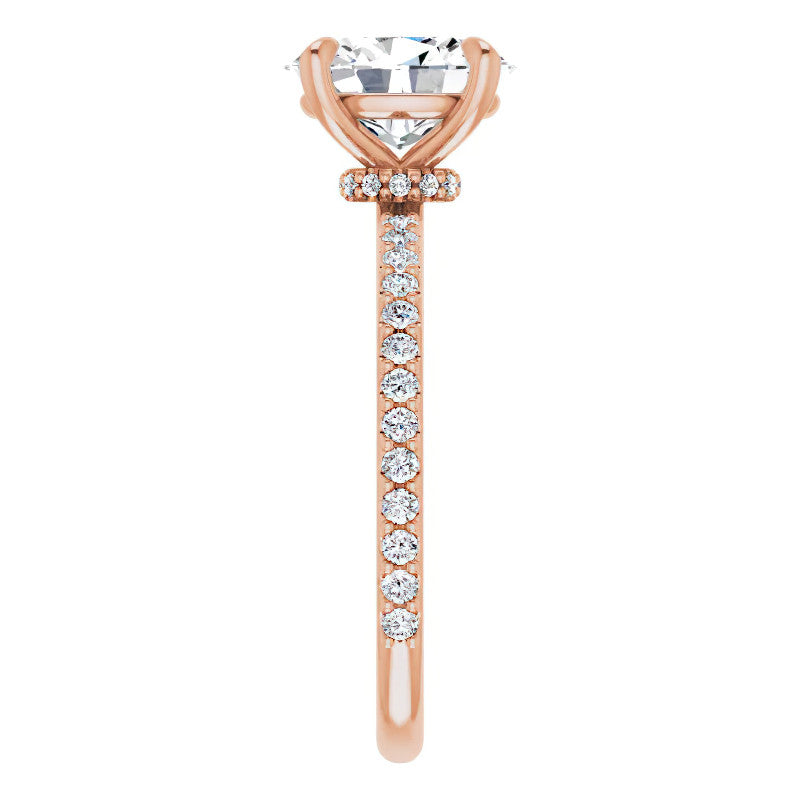 Oval Moissanite Shared Prong Engagement Ring