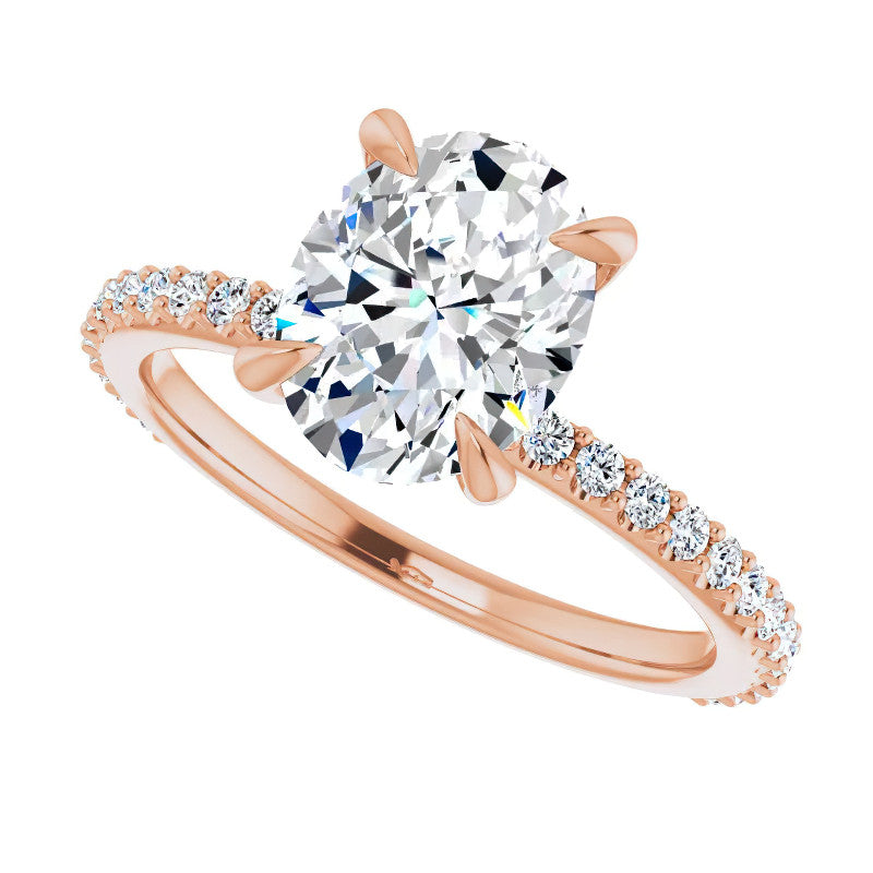 Oval Moissanite Shared Prong Engagement Ring
