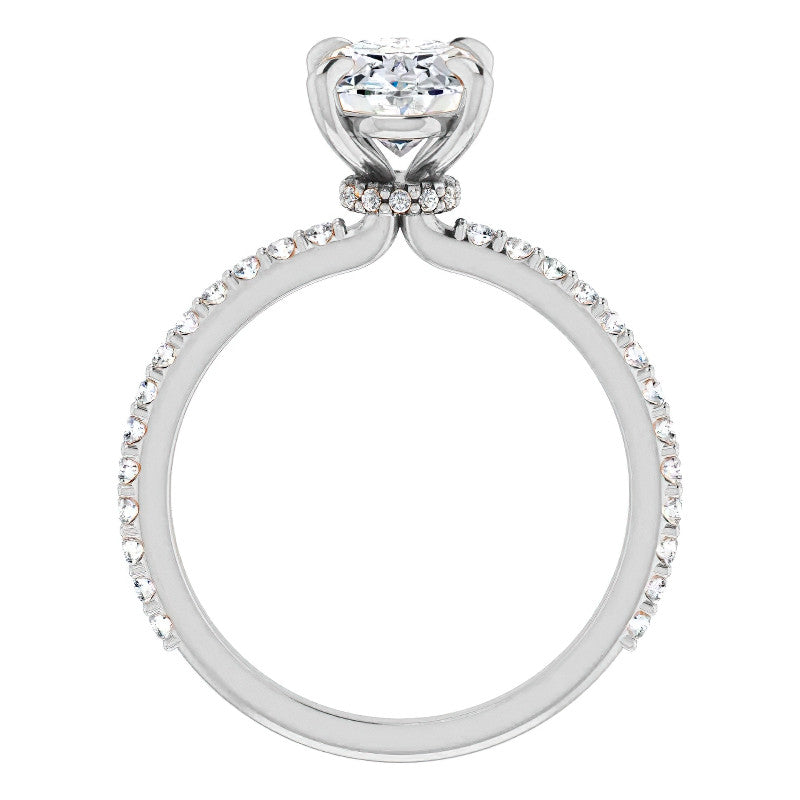 Oval Moissanite Shared Prong Engagement Ring