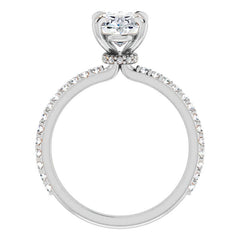 Oval Moissanite Shared Prong Engagement Ring
