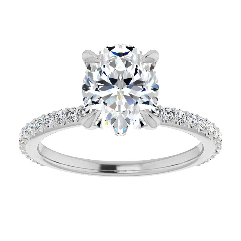 Oval Moissanite Shared Prong Engagement Ring