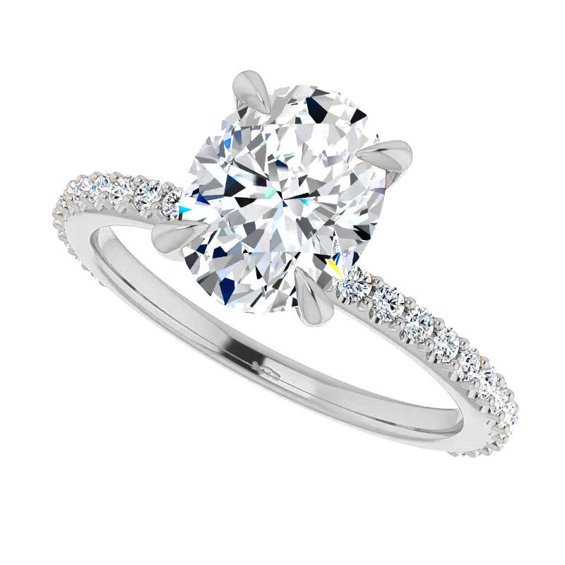 Oval Moissanite Shared Prong Engagement Ring