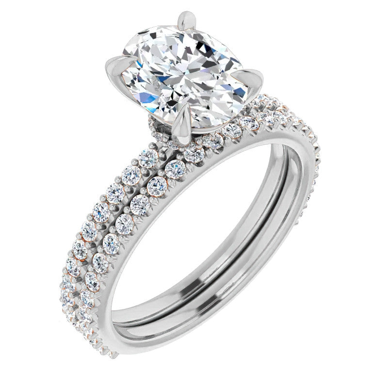 Oval Moissanite Shared Prong Engagement Ring