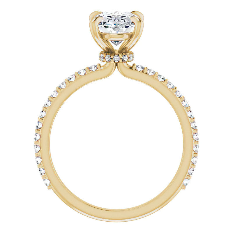Oval Moissanite Shared Prong Engagement Ring