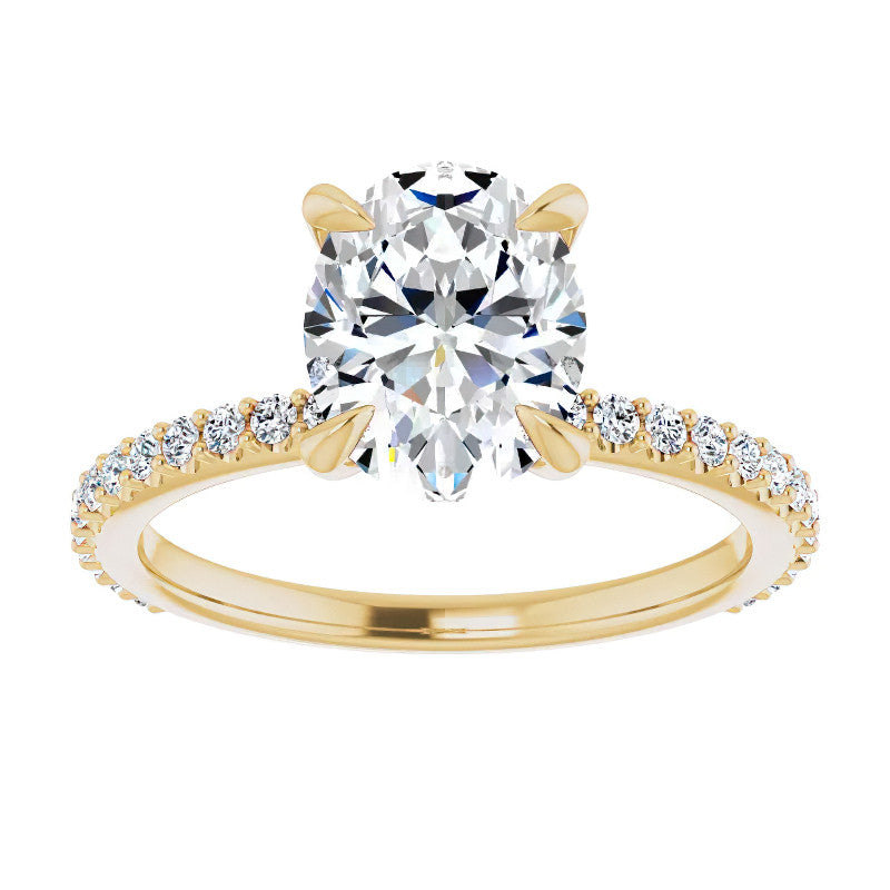 Oval Moissanite Shared Prong Engagement Ring