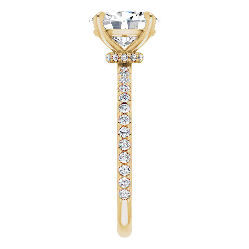 Oval Moissanite Shared Prong Engagement Ring