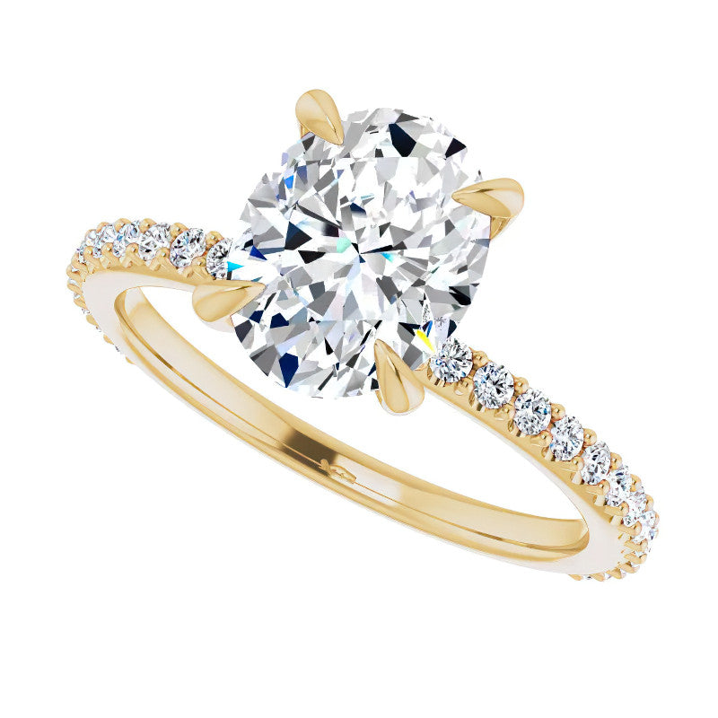 Oval Moissanite Shared Prong Engagement Ring
