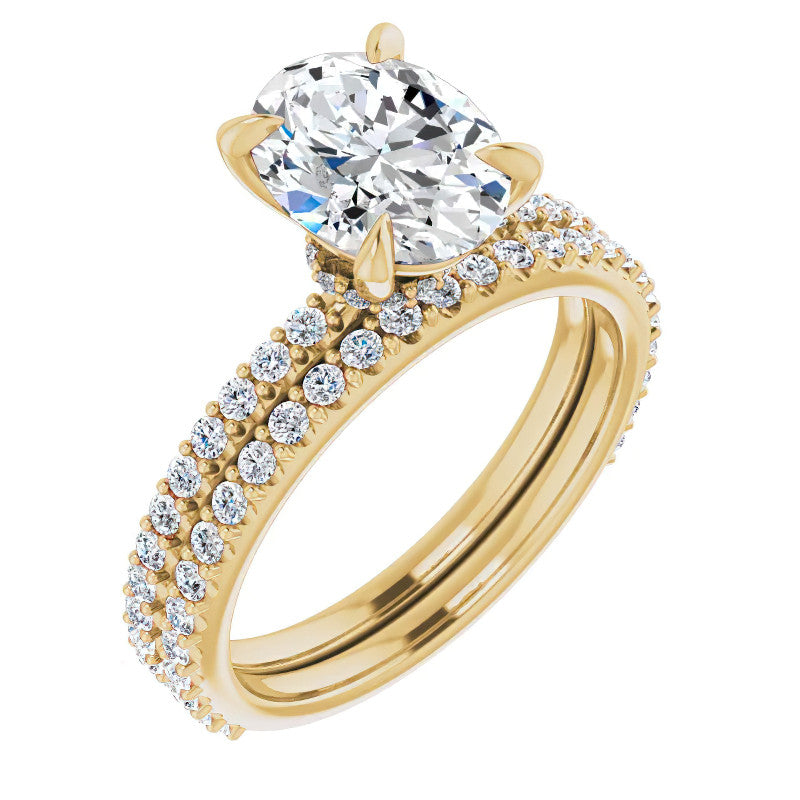 Oval Moissanite Shared Prong Engagement Ring