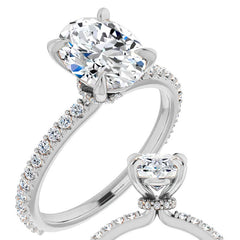 Oval Moissanite Shared Prong Engagement Ring