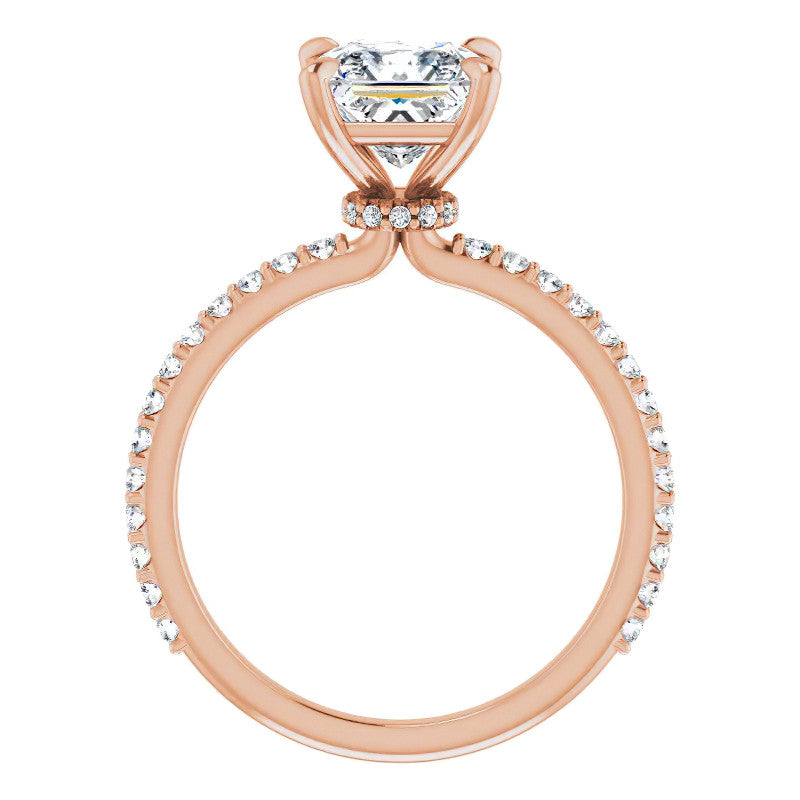 Princess cut Moissanite Shared Prong Engagement Ring