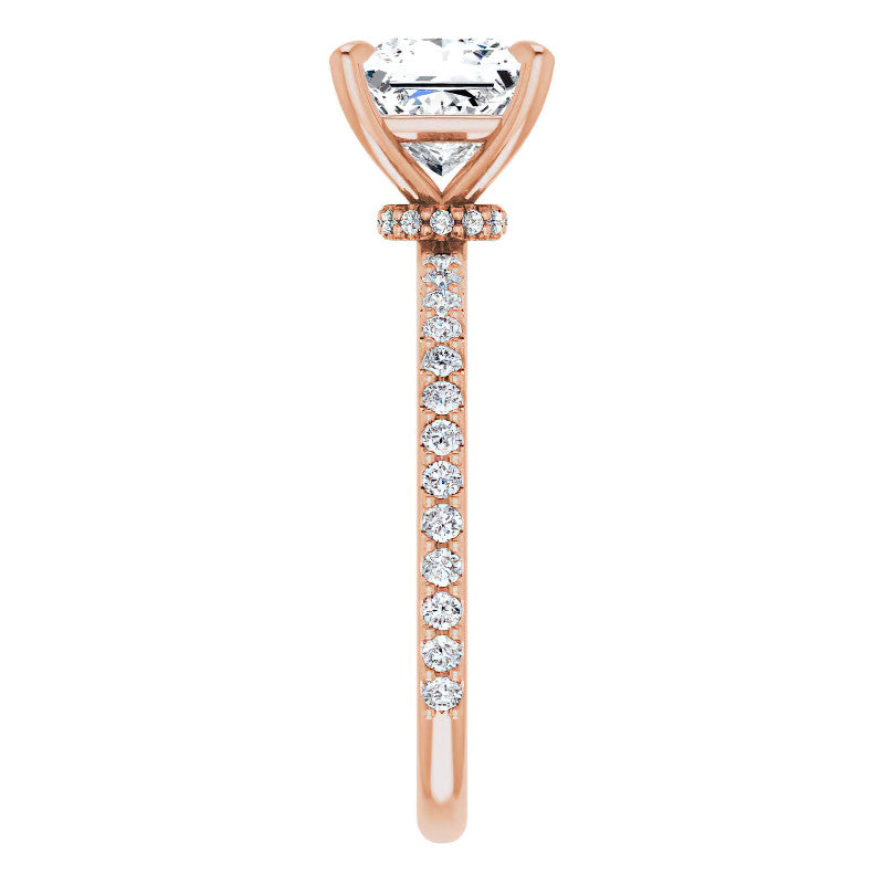 Princess cut Moissanite Shared Prong Engagement Ring