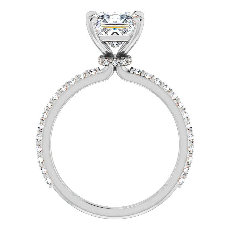 Princess cut Moissanite Shared Prong Engagement Ring