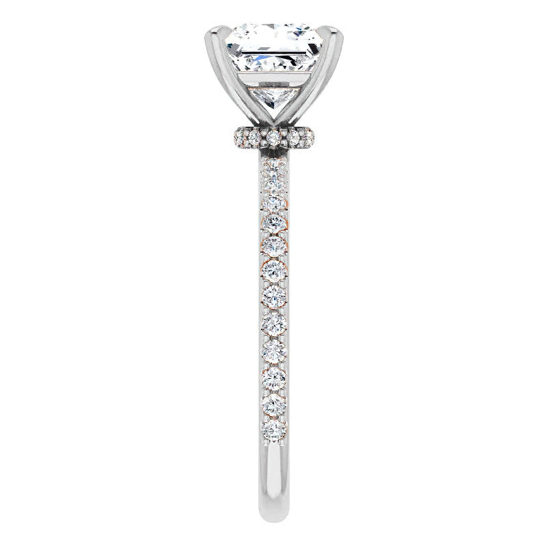 Princess cut Moissanite Shared Prong Engagement Ring