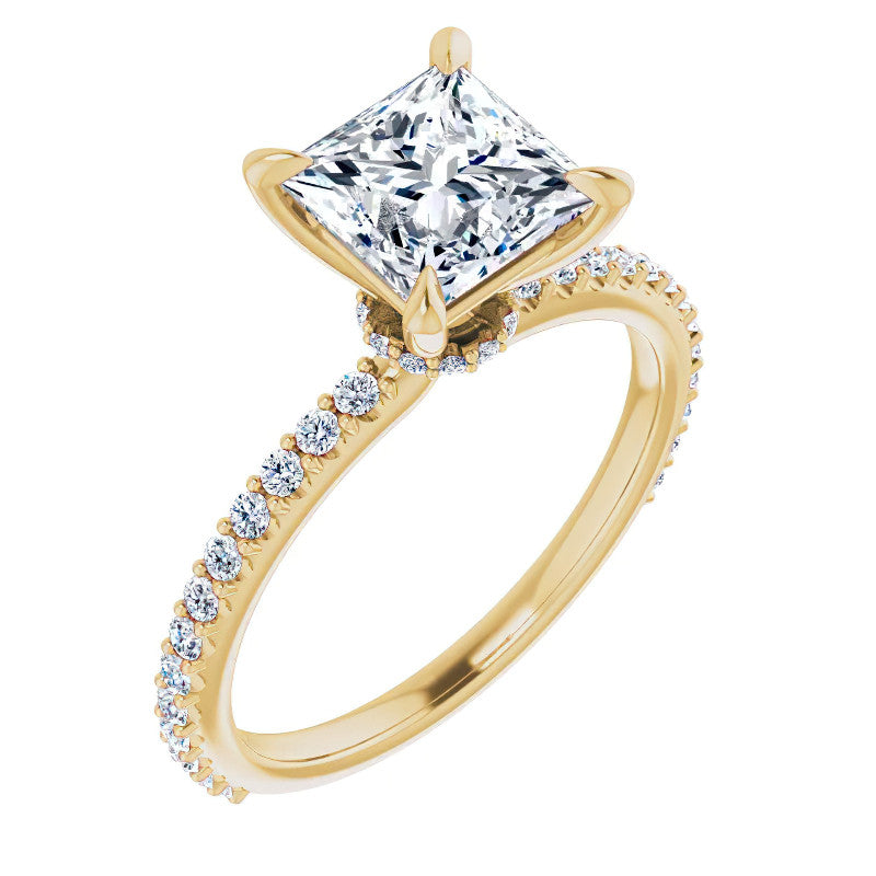 Princess cut Moissanite Shared Prong Engagement Ring