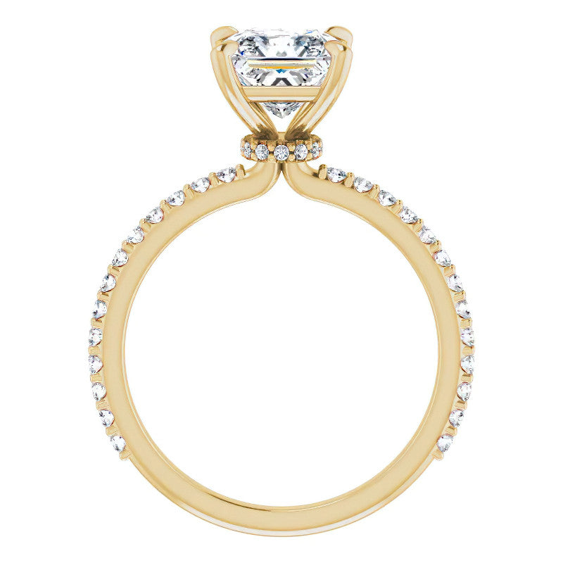 Princess cut Moissanite Shared Prong Engagement Ring
