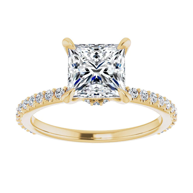 Princess cut Moissanite Shared Prong Engagement Ring