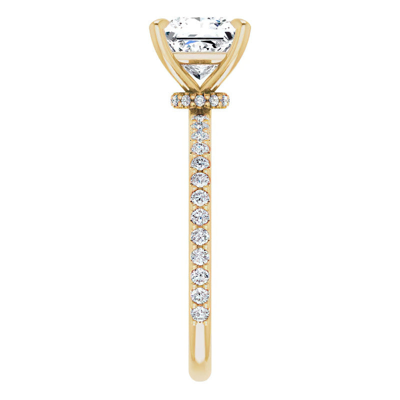 Princess cut Moissanite Shared Prong Engagement Ring