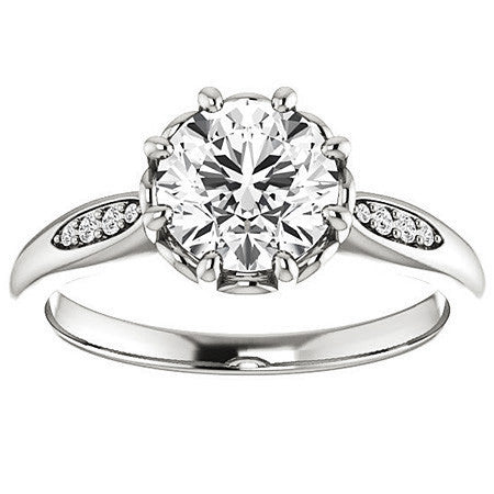 Round Octet 8-prong Moissanite Engagement Ring