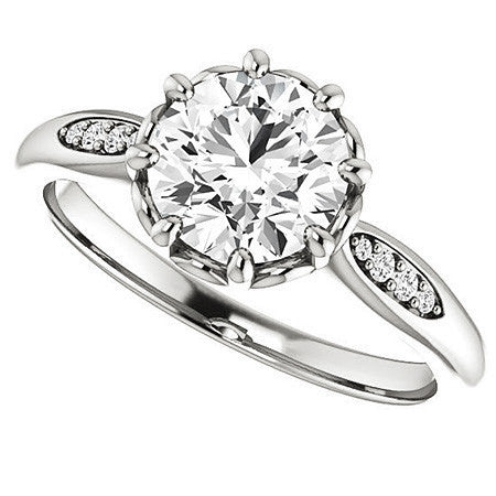 Round Octet 8-prong Moissanite Engagement Ring