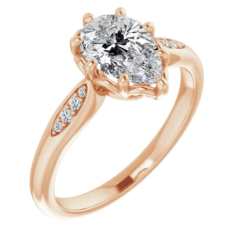 Pear Moissanite Octet 8-prong Engagement Ring