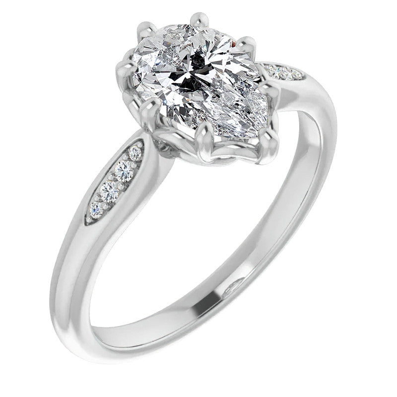 Pear Moissanite Octet 8-prong Engagement Ring