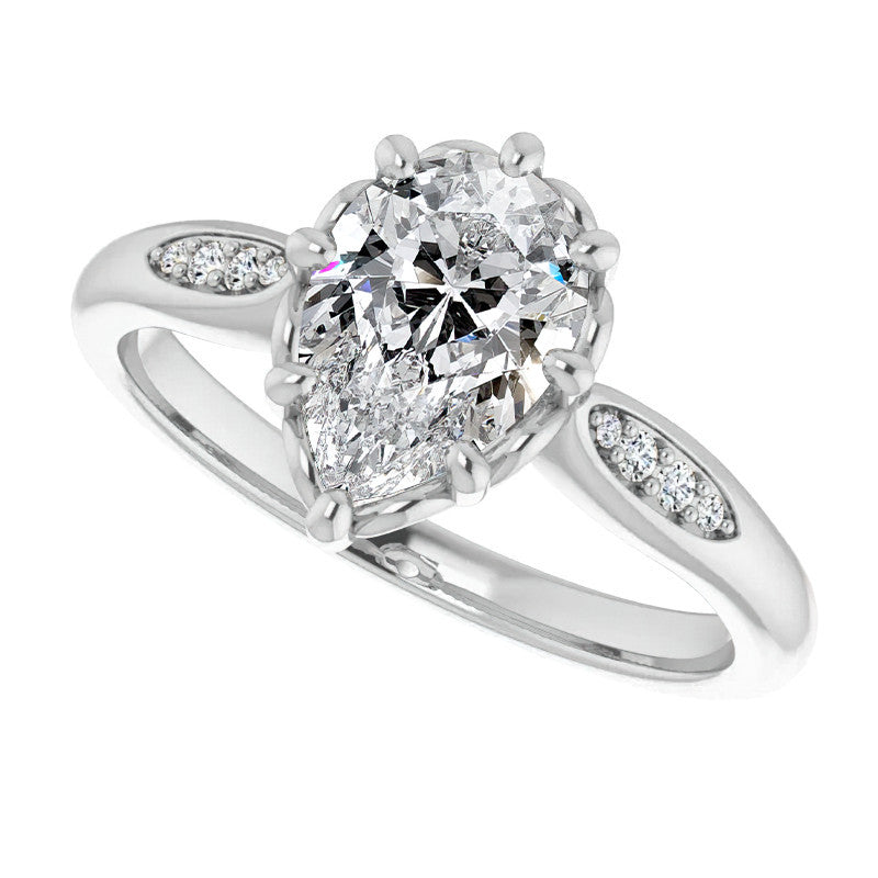 Pear Moissanite Octet 8-prong Engagement Ring