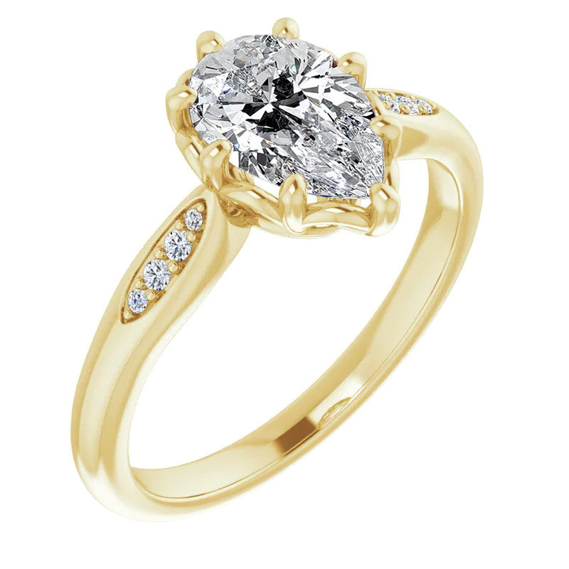 Pear Moissanite Octet 8-prong Engagement Ring