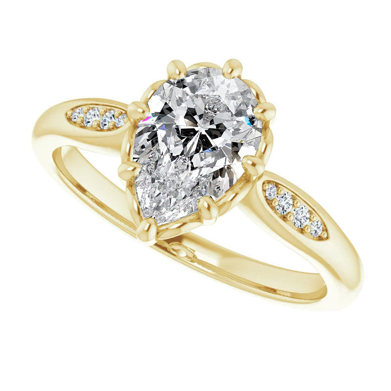 Pear Moissanite Octet 8-prong Engagement Ring