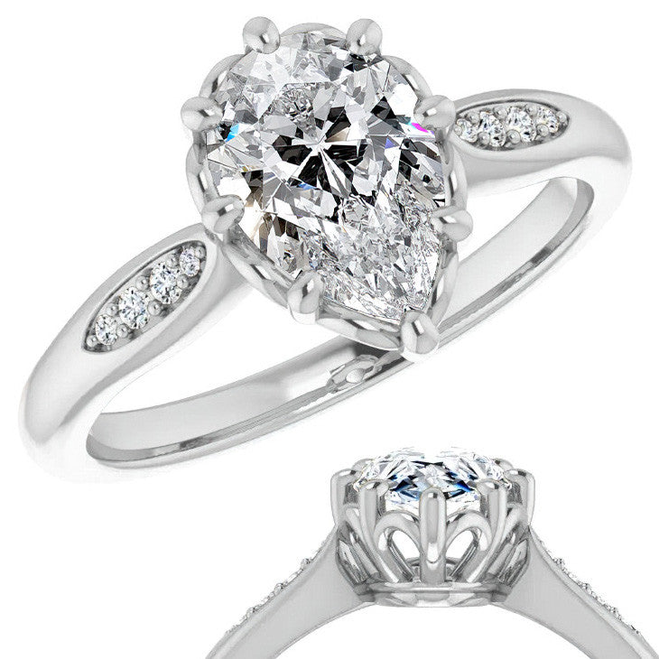 Pear Moissanite Octet 8-prong Engagement Ring