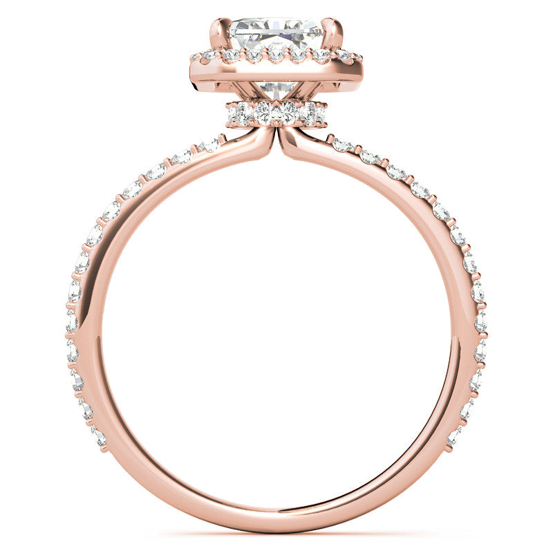Emerald / Radiant cut Moissanite Engagement Ring with Halo