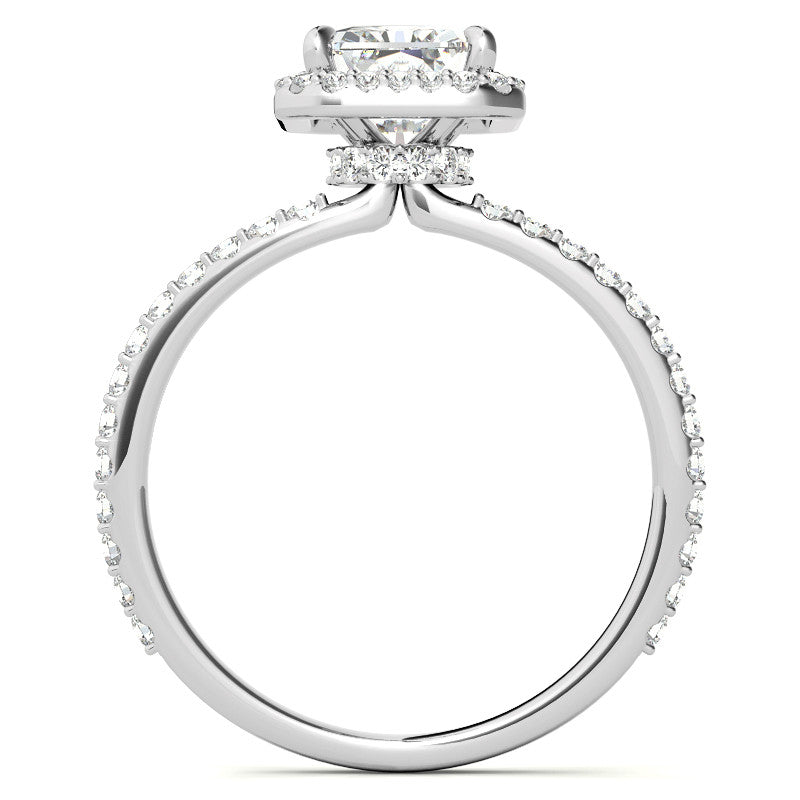 Emerald / Radiant cut Moissanite Engagement Ring with Halo