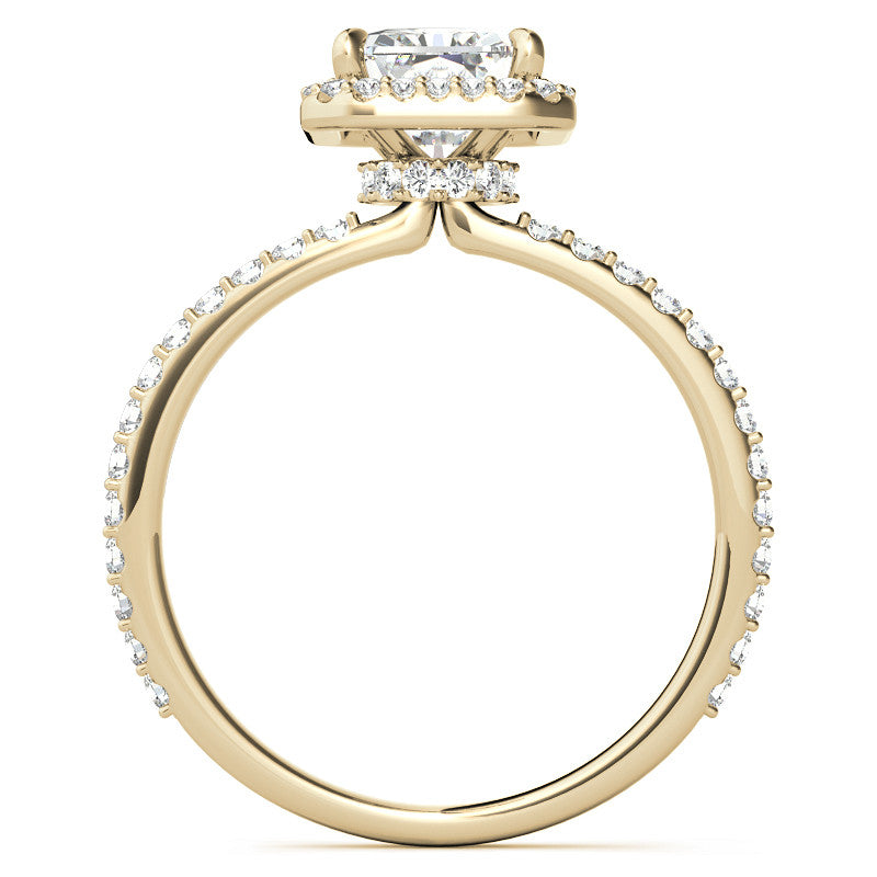 Emerald / Radiant cut Moissanite Engagement Ring with Halo