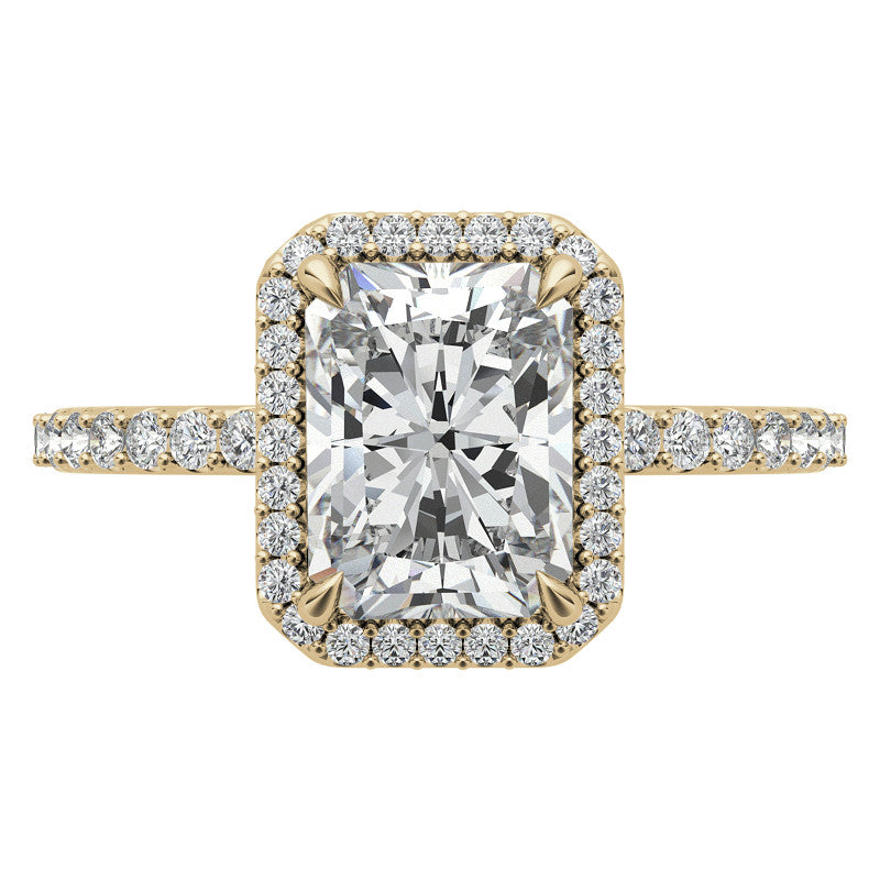 Emerald / Radiant cut Moissanite Engagement Ring with Halo