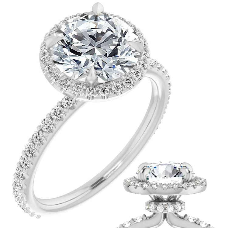 Round Halo Moissanite Engagement Ring