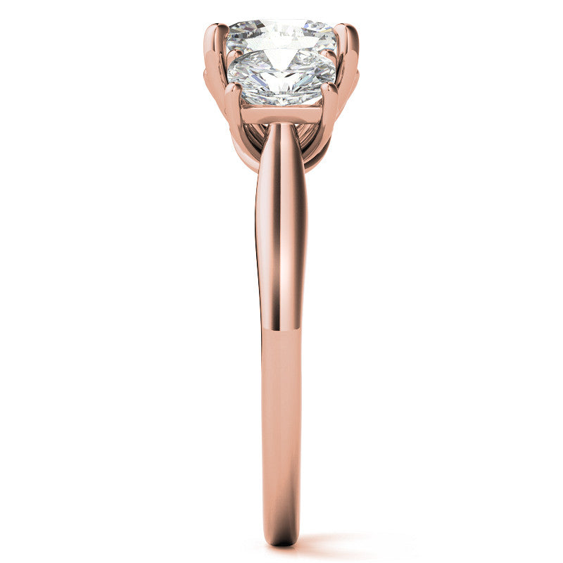 Cushion Moissanite Three Stone Ring with Scroll Accents