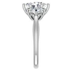 Oval Moissanite Heart Accented 3-Stone Ring
