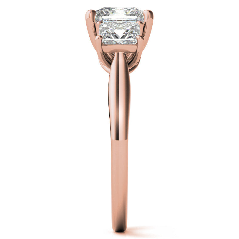 Princess Moissanite Heart Accented 3-Stone Ring