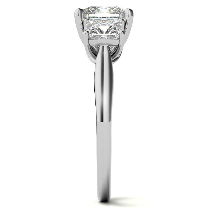 Princess Moissanite Heart Accented 3-Stone Ring