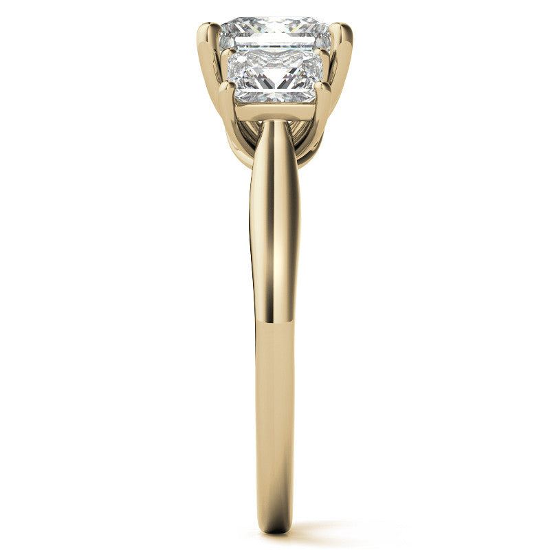 Princess Moissanite Heart Accented 3-Stone Ring