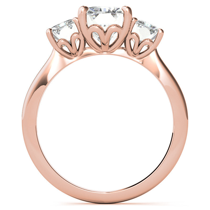 Emerald / Radiant cut Moissanite Three-Stone Engagement Ring
