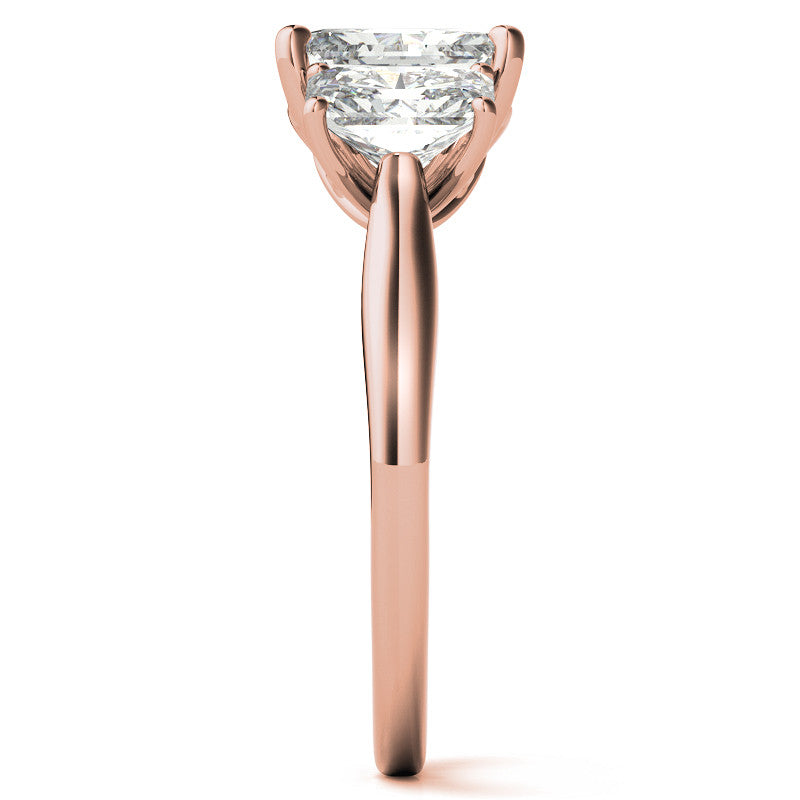 Emerald / Radiant cut Moissanite Three-Stone Engagement Ring