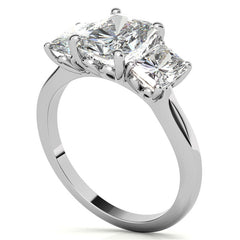 Emerald / Radiant cut Moissanite Three-Stone Engagement Ring