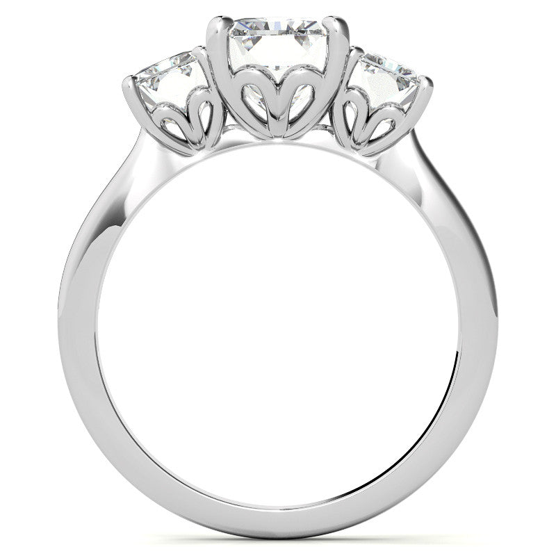 Emerald / Radiant cut Moissanite Three-Stone Engagement Ring